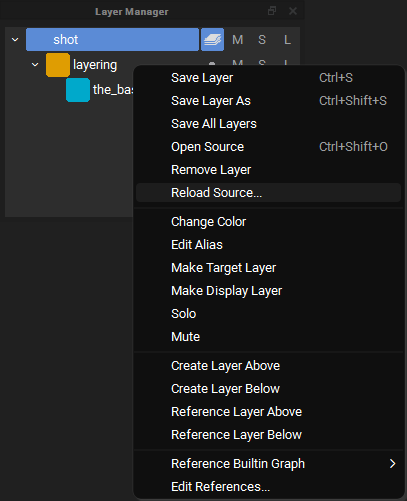 The layer menu
