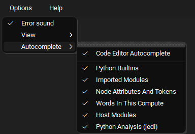 Options > Autocomplete